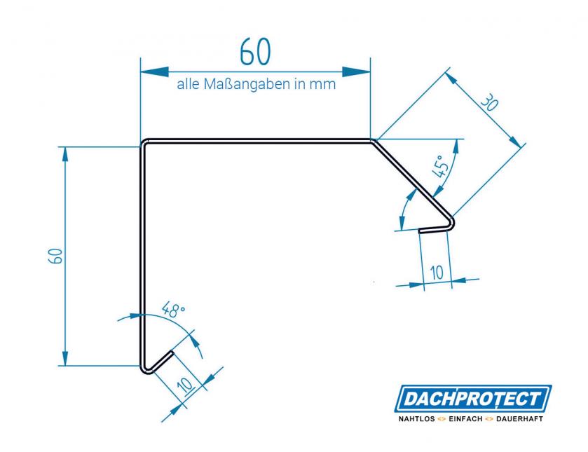 Dachrandprofil ISOS, 195cm, Anthrazit RAL 7016 stranggepresst, Materialstärke: 1,5 mm